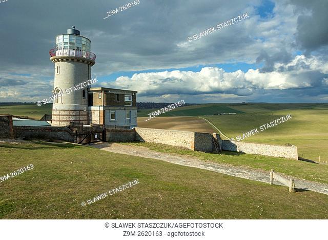 Afternoon at Belle Tout lighthouse at Beachy Head near Eastbourne, East Sussex, England. South Downs National Park