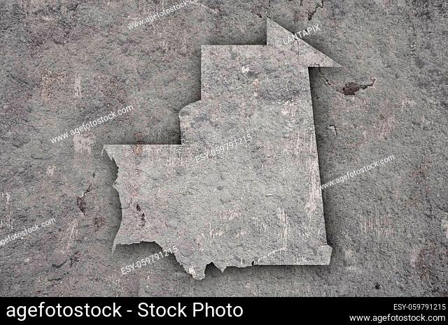 Map of Mauritania on weathered concrete