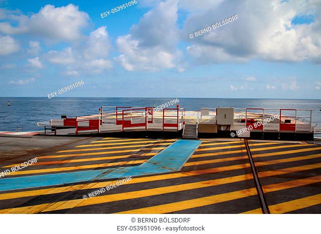 A helicopter landing pad by the sea