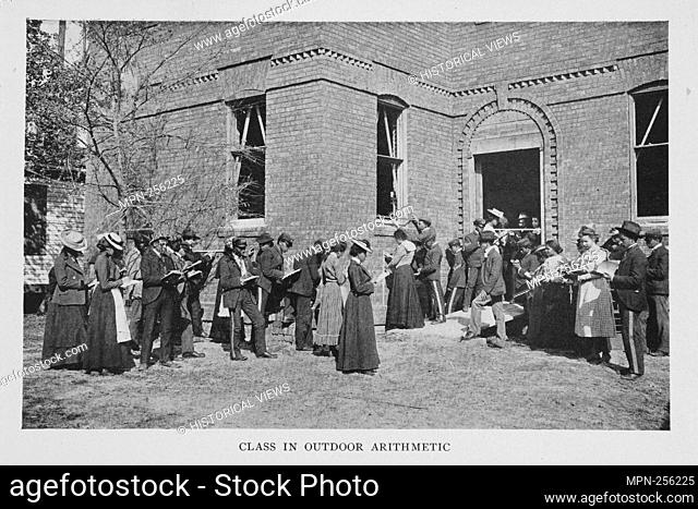 Class in outdoor arithmetic. Washington, Booker T., 1856-1915 (Author) Johnston, Frances Benjamin, 1864-1952 (Photographer)