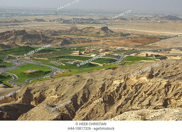 scenery, overview, settlement, artificially, irrigation, green, desert, streets, infrastructure, settlement, view, fro