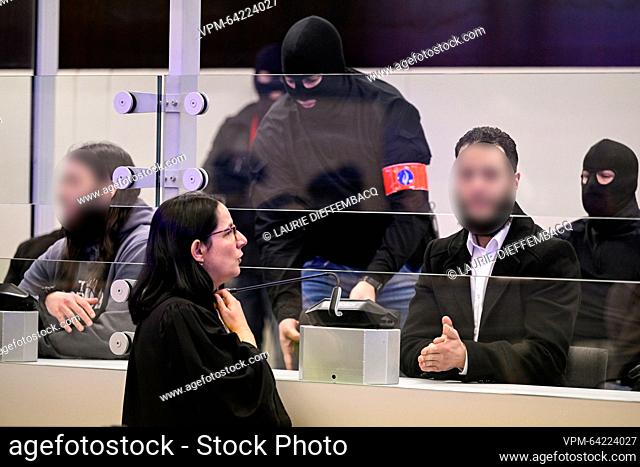 Accused Osama Krayem and accused Salah Abdeslam pictured during a session of the trial of the attacks of March 22, 2016, at the Brussels-Capital Assizes Court
