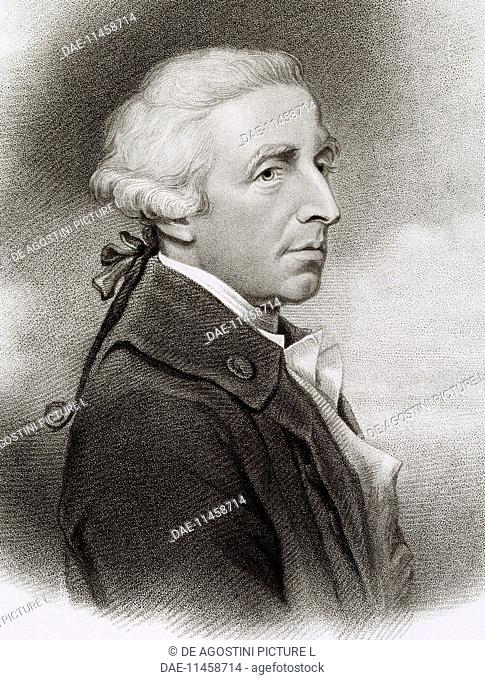 Portrait of William Douglas Hamilton (Henley-on-Thames, 1730-London, 1803), British archaeologist, diplomat, antiquarian and volcanologist. Engraving
