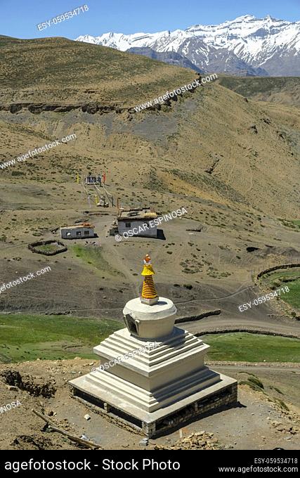 Komic, India: Stupa of the Tangyud Monastery in Komic in Spiti valley, Himachal Pradesh, India