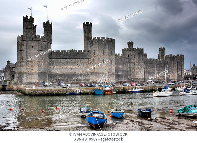 Castle, Caernarfon, Gwynedd, Wales, UK