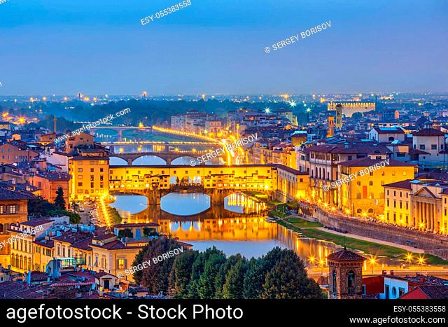 Bridges over Arno river in Florence, Italy