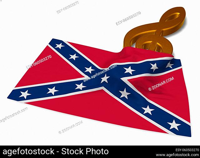 notenschlüssel und flagge der Konföderierten Staaten von Amerika - 3d rendering