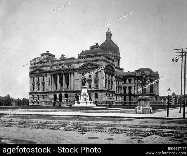 Capitol in Indianapolis, State of Indiana, ca 1880, America, Historic, digitally restored reproduction of a 19th century photographic original