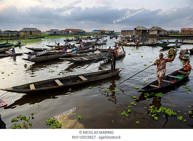 People of the floating village of Ganvié, Benin, Africa