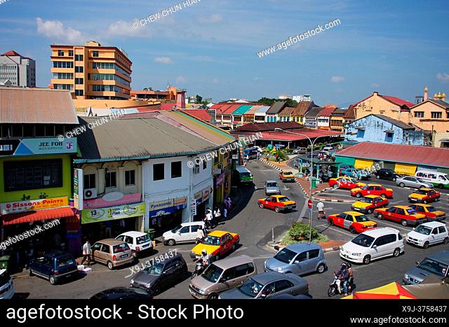 Sky Cityscape of Main Bazaar and Old Kuching Buildings, Sarawak, Borneo, Malaysia