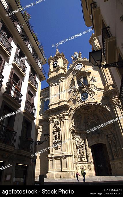 Santa María del Coro church, Baroque style, Old Town, San Sebastián, Donostia, Guipuzcoa, Basque Country, Spain