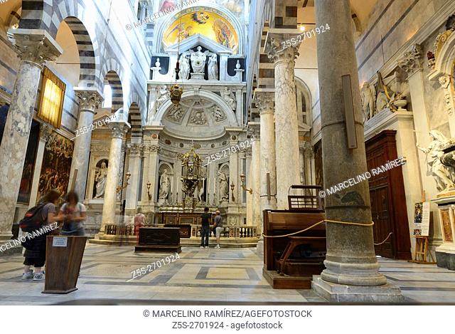 Interior of the medieval cathedral of the Archdiocese of Pisa, dedicated to Santa Maria Assunta, St. Mary of the Assumption, Pisa, Tuscany, Italy, Europe