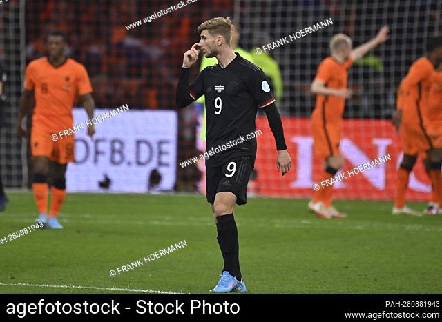 Timo WERNER (GER) after versustor, disappointed, frustrated, dejected, action. Soccer Laenderspiel Netherlands - Germany 1-1 on March 29th