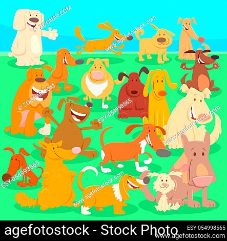 Cartoon Illustration of Funny Dogs and Puppies Pet Animal Characters Large Group