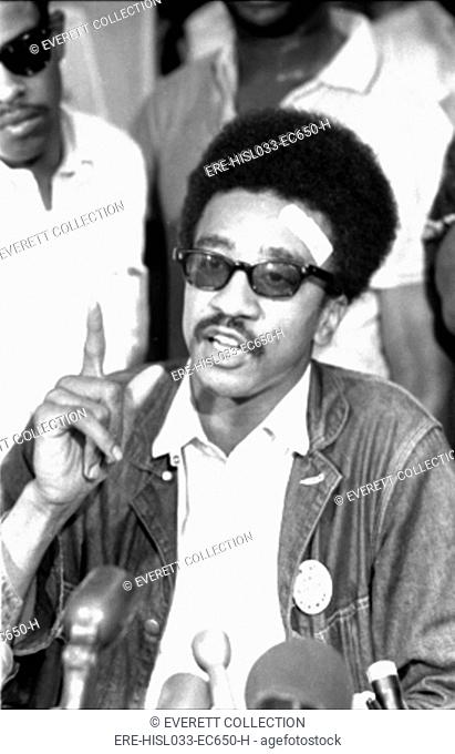H. Rap Brown, chairman of the Student Nonviolent Coordinating Committee (SNCC) holding a news conference on July 27, 1967