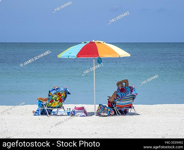 Gulf of Mexico beach in front of South Beach Bar and Grill on Gasparilla Island in Boca Grande Florida in the United States