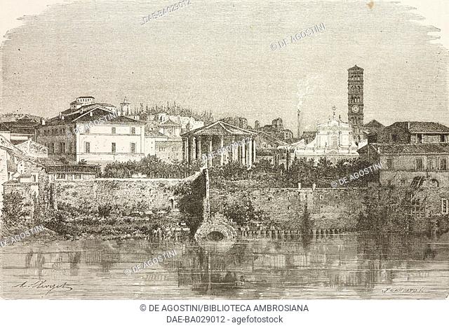 View of the Tiber with the Cloaca Maxima in the background, drawing by Clerget from a photograph, from Rome by Francis Wey (1812-1882), Italy