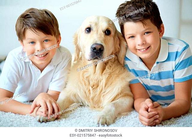 Boys with dog