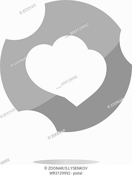 Valentine heart sign, web button isolated on white