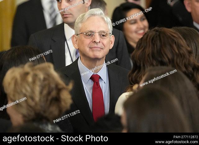 United StatesAttorney General Merrick Garland looks on after US President Joe Biden signed H.R. 4445, the “Ending Forced Arbitration of Sexual Assault and...
