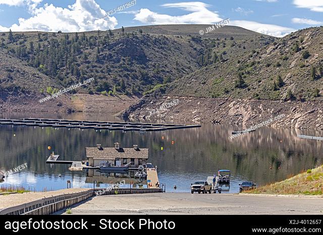Gunnison, Colorado - The drought affecting the American west has dramatically dropped water levels on Blue Mesa Reservoir in Curecanti National Recreation Area