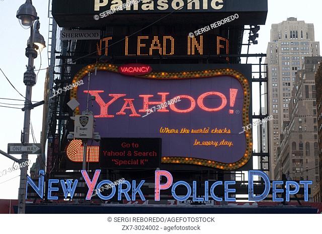 New York Police Dept Times Square Manhattan New York New York USA. Police Department. . Times Square Broadway theater district Longacre Square Duffy Square...