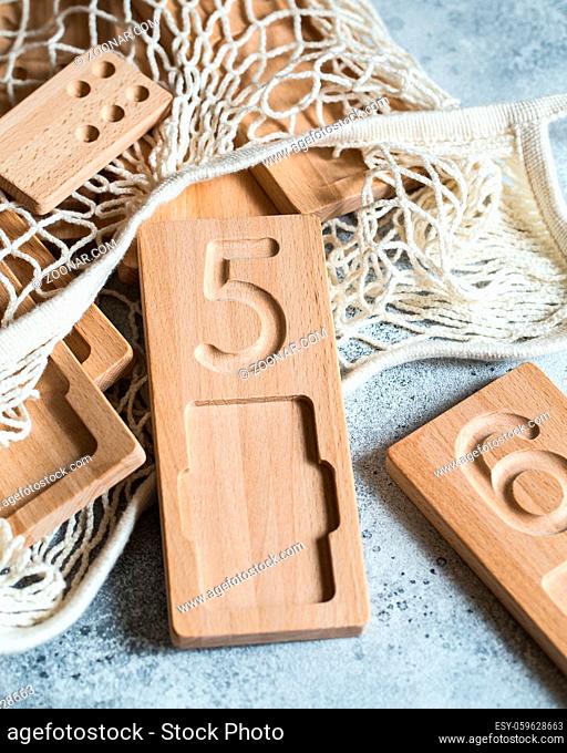 Wooden counting and writing trays - learning resource for educating littles on number writing, fine motor skills, hand eye coordination, mathematical skills
