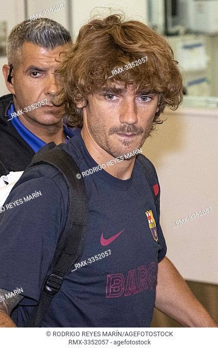 FC Barcelona player Antoine Griezmann arrives at Tokyo International Airport on July 21, 2019, Tokyo, Japan. FC Barcelona team came to Japan to play in the...