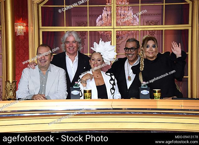 The members of the jury Fabio Canino, Ivan Zazzaroni, Carolyn Smith, Guillermo Mariotto and Selvaggia Lucarelli during the first episode of the television...