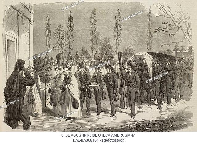 The Funeral of the Duke of Newcastle at Markham Clinton, Nottingham, England, United Kingdom, illustration from the magazine The Illustrated London News
