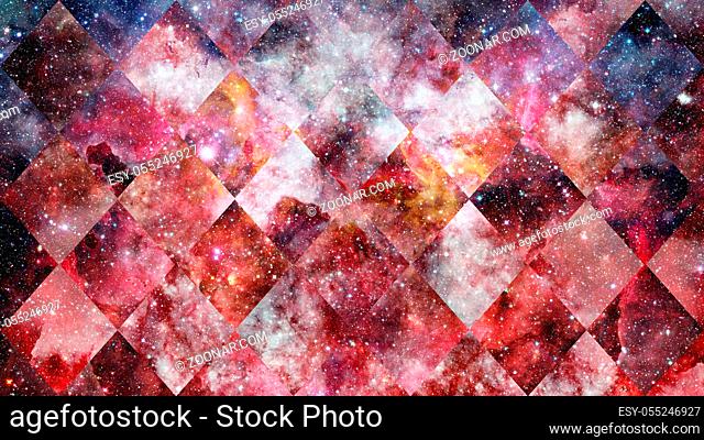 Abstract hipster geometric background with triangles, circles, nebula, stars and galaxy. Elements of this image furnished by NASA