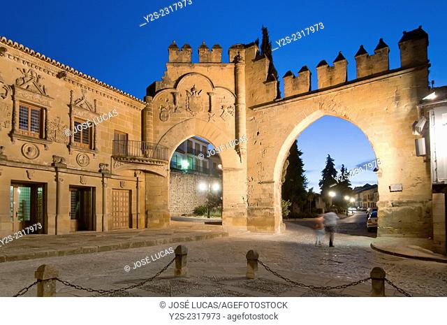 Jaen door and Villalar arch, 16th century, Baeza, Jaen province, Region of Andalusia, Spain, Europe