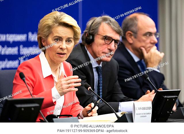 27 November 2019, France (France), Straßburg: The new President of the European Commission, Ursula von der Leyen (CDU), member of the Group of the European...