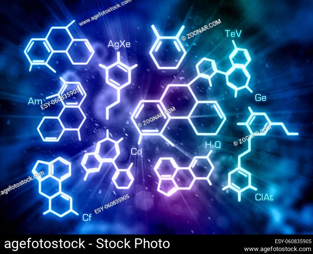 Molecule model on blue-green background