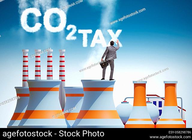 Businessman in the carbon tax concept