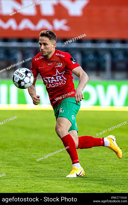 Oostende's Andrew Hjulsager pictured in action during a soccer match between KV Oostende and KV Mechelen, Wednesday 19 May 2021 in Oostende