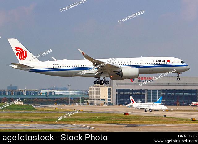 An Air China Airbus A350-900 with registration number B-1082 at Shanghai Hongqiao Airport, China, Asia