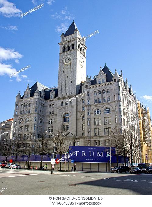 The Trump International Hotel under construction in Washington, DC on March 6, 2016. It is located at 1100 Pennsylvania Avenue
