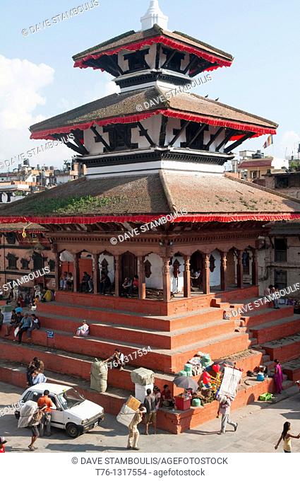 The Maju Deval temple towers over Durbar Square in Kathmandu, Nepal