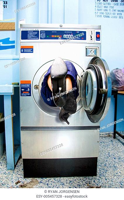 Cleaning Lady Trapped In Washing Machine