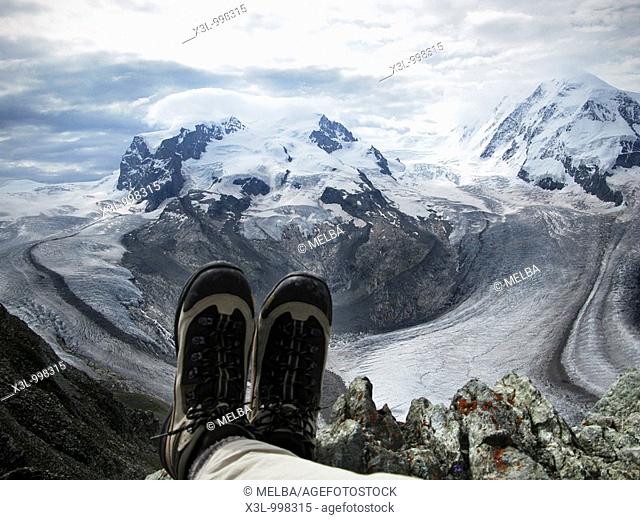 Person resting in Gornetgrat glacier  Switzerland