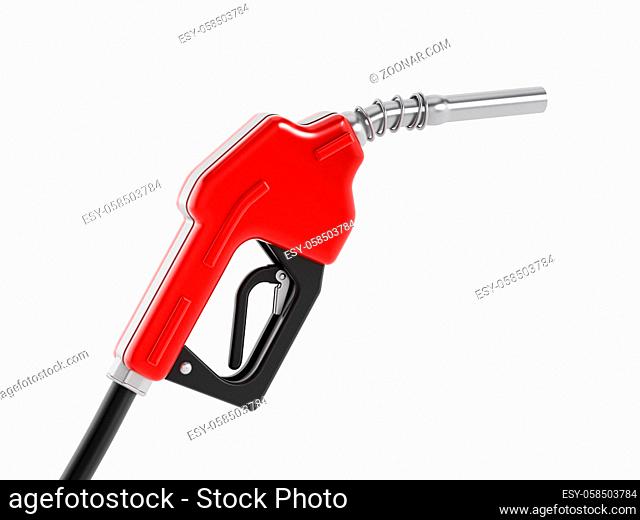Red gas nozzle isolated on white background