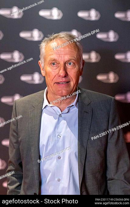 17 January 2023, Baden-Wuerttemberg, Freiburg: Christian Streich, head coach of SC Freiburg, stands in the run-up to a fundraising gala for the Matthias Ginter...
