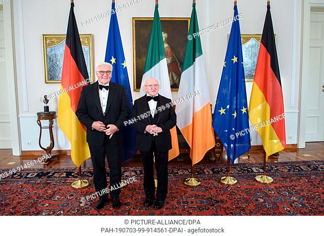 03 July 2019, Berlin: Frank-Walter Steinmeier (SPD, l-r), President of the Federal Republic of Germany, and Michael D. Higgins, President of Ireland