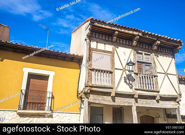 Facade of traditional house. Gumiel de Mercado, Burgos province, Castilla Leon, Spain