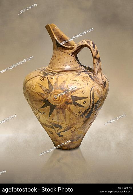 Minoan decorated jug with sun design, Phaistos Palace 1500-1450 BC; Heraklion Archaeological Museum