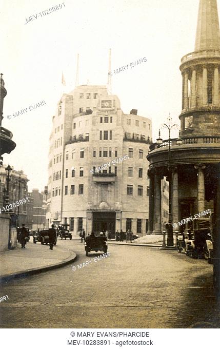 Broadcasting House, Langham Place, London, England shortly after it was built in 1932