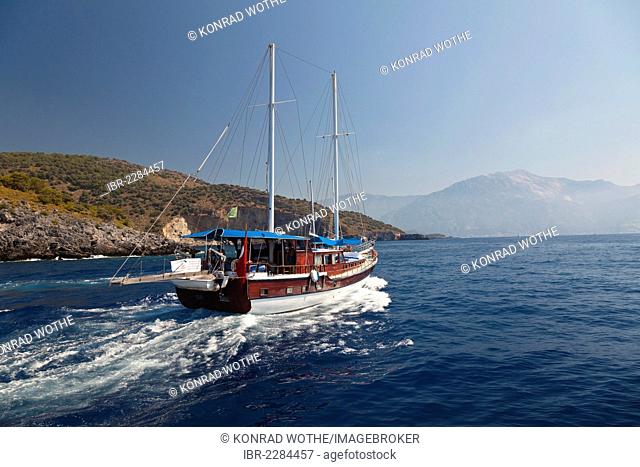 Sailing trip along the Lycian coast, Lycia, Mediterranean Sea, Turkey, Europe, Asia Minor
