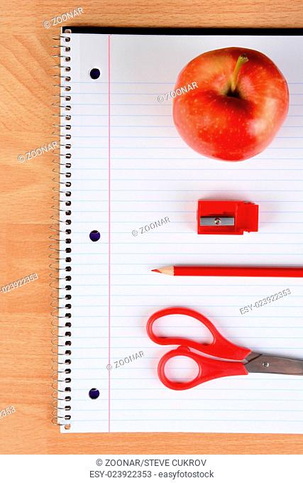 Red Scissors Pencil Apple and Sharpener