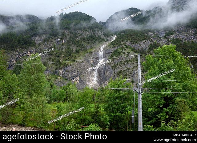 the torrent in the marchklamm caused a brief road and rail closure. severe weather on july 18, 2021